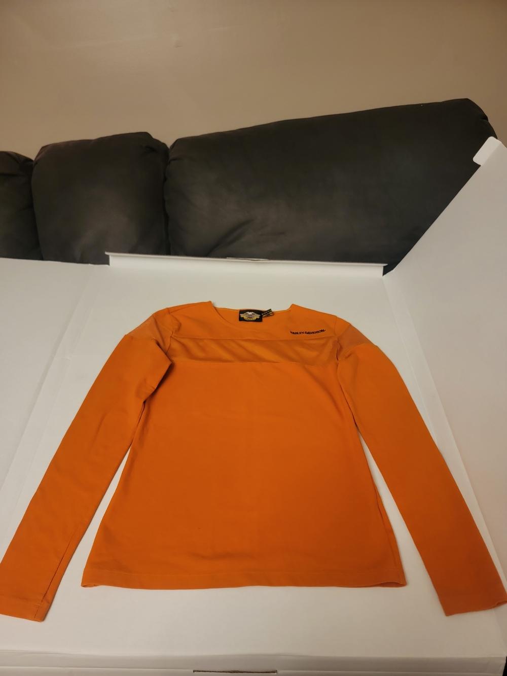 Harley Davidson Women’s Long Sleeve Crewneck Top - Orange